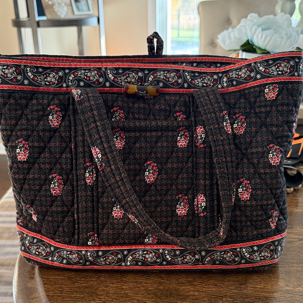 Vera Bradley Black and Pink Patterned Tote